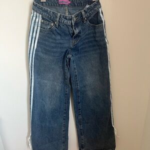 Edikted Blue Jeans with White Side Stripes Size XS